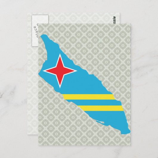 アルバ国旗の地図全体 ポストカード (正面/裏面)