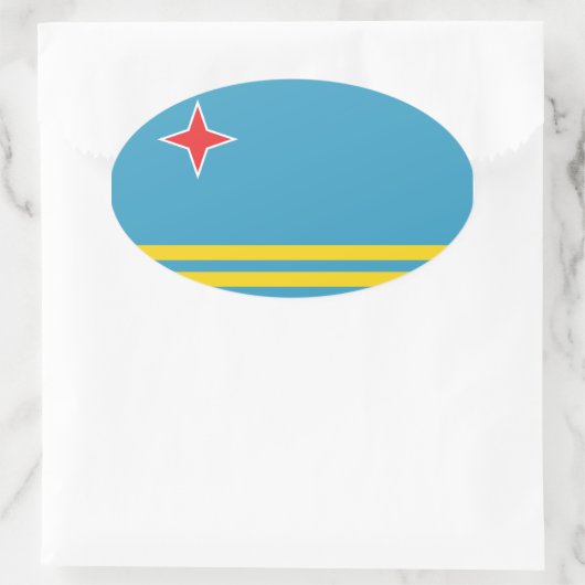 アルバ国旗の楕円ステッカー 楕円形シール (バッグ)