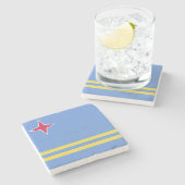 アルバ国旗の紋章 ストーンコースター (横)