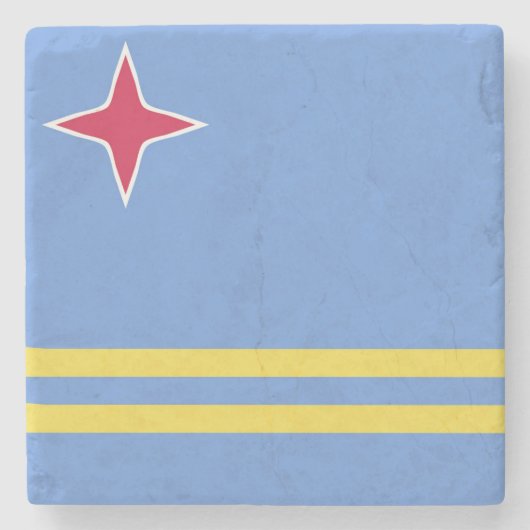 アルバ国旗の紋章 ストーンコースター (正面)