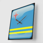 アルバ国旗 スクエア壁時計 (傾斜)