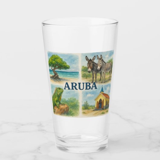 アルバ多角的 水彩画 タンブラーグラス (正面)