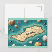 アルバ島の地図 シーズンポストカード (正面/裏面)