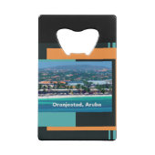 アルバ島オランジスタッドの水彩画 クレジットカード栓抜き (裏面)