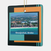 アルバ島オランジスタッドの水彩画 セラミックオーナメント (左)