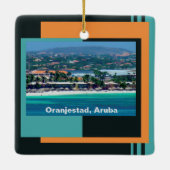 アルバ島オランジスタッドの水彩画 セラミックオーナメント (裏面)