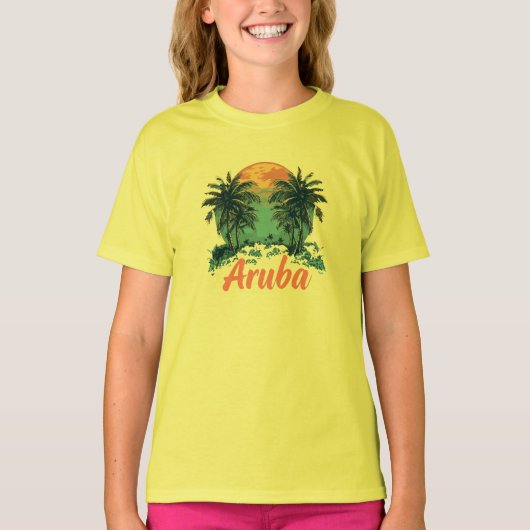 アルバ島デザイン(バージョン2) – 女子の基本T-S Tシャツ (正面)