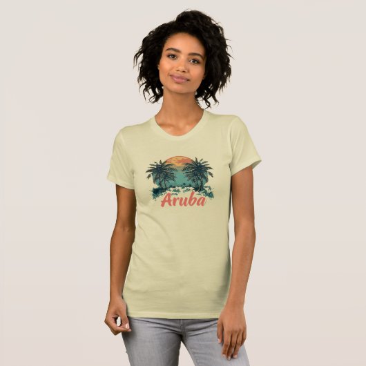 アルバ島デザイン(バージョン2) – 女性のベラ+カ Tシャツ (正面フル)