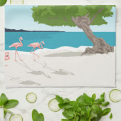 アルバ島トラベルフラミンゴ |フラミンゴ キッチンタオル (折り畳み)