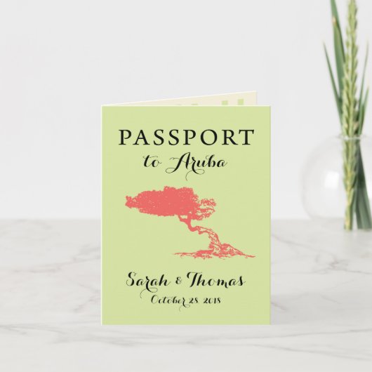 アルバ島パスポート | 保存の日付 招待状 (正面)