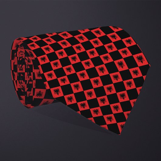 アルバ市松模様にニア国旗のパターン ネクタイ