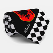 アルバ市松模様にニア・タイ、アルバニア国旗のファッション ネクタイ (ロール)