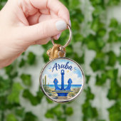 アルバ旗 アンカー カリブ海の島 旅行 お土産 キーホルダー (手)