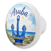 アルバ旗 アンカー カリブ海の島 旅行 お土産 セラミックノブ (右)