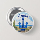 アルバ旗 アンカー カリブ海の島 旅行 お土産 缶バッジ (正面&裏面)