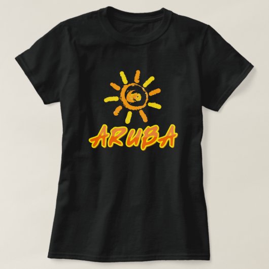 アルバ明るい黄色とオレンジ Tシャツ (デザイン正面)