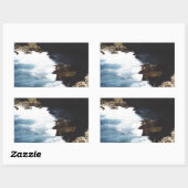 アルバ海が岩に衝突 長方形シール (シート)