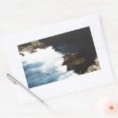 アルバ海が岩に衝突 長方形シール (封筒)
