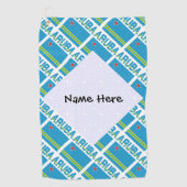 アルバ・アルバン国旗のタイトル:ブルー・パーソナライゼーション ゴルフタオル (正面)