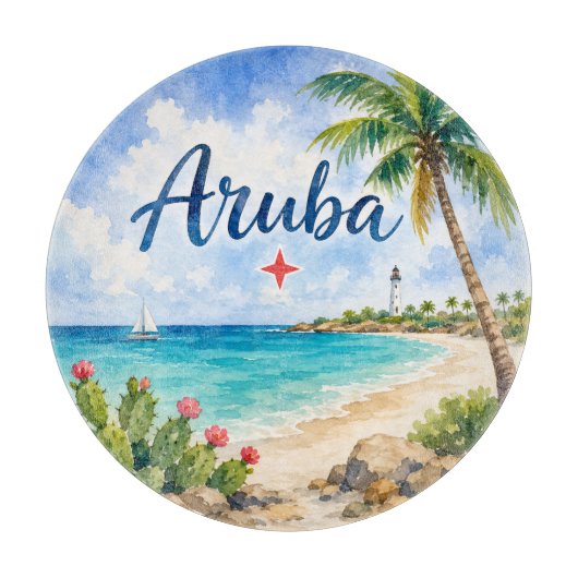 アルバ・オランダ領カリブ島の旅行記念品 カッティングボード (正面)