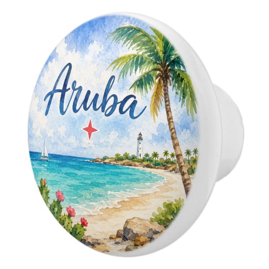 アルバ・オランダ領カリブ島の旅行記念品 セラミックノブ (右)