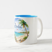 アルバ・オランダ領カリブ島の旅行記念品 ツートーンマグカップ (正面右)