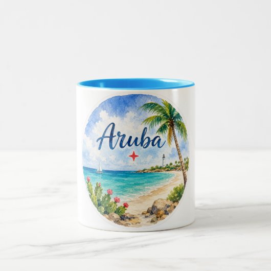 アルバ・オランダ領カリブ島の旅行記念品 ツートーンマグカップ (中央)