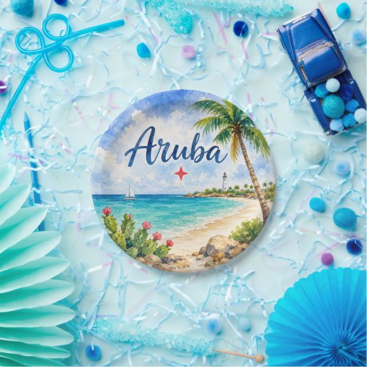 アルバ・オランダ領カリブ島の旅行記念品 ペーパープレート (パーティー)