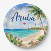 アルバ・オランダ領カリブ島の旅行記念品 ペーパープレート (正面)