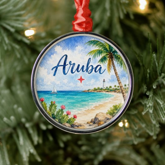 アルバ・オランダ領カリブ島の旅行記念品 メタルオーナメント (ツリー)