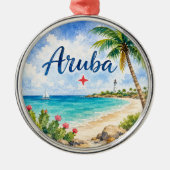 アルバ・オランダ領カリブ島の旅行記念品 メタルオーナメント (正面)