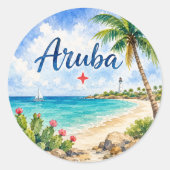 アルバ・オランダ領カリブ島の旅行記念品 ラウンドシール (正面)