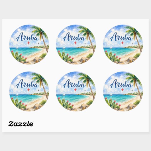 アルバ・オランダ領カリブ島の旅行記念品 ラウンドシール (シート)