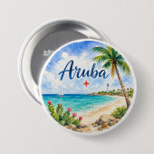 アルバ・オランダ領カリブ島の旅行記念品 缶バッジ (正面&裏面)
