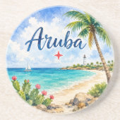 アルバ オランダ領カリブ 海外旅行のお土産 コースター (正面)