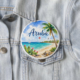 アルバ オランダ領カリブ 海外旅行のお土産 缶バッジ