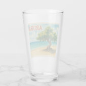 アルバ・ディヴィ・ツリー・イーグル・ビーチの水彩画 タンブラーグラス (裏面)