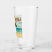 アルバ・ディヴィ・ツリー・イーグル・ビーチの水彩画 タンブラーグラス (左)