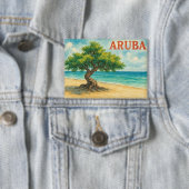 アルバ・ディヴィ・ツリー・イーグル・ビーチ 水彩画 缶バッジ (インサイチュ)