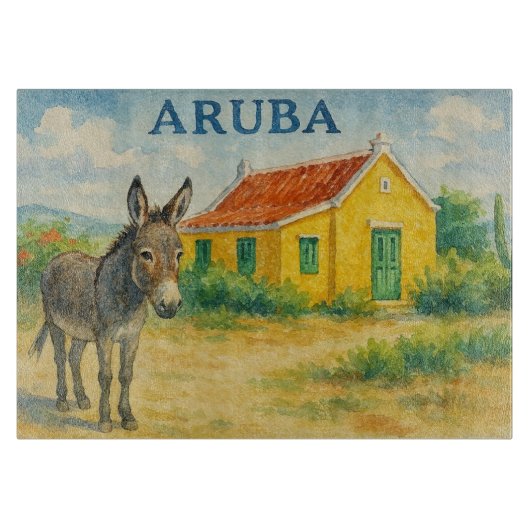 アルバ・ドンキーとキュヌクハウスの水彩画 カッティングボード (正面)