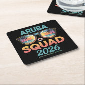 アルバ 2026 レトロ チーム スクエアペーパーコースター (アングル)