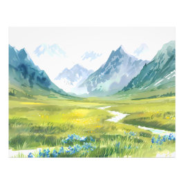 アルパインウィスパー – 山の下の草地 フォトプリント           