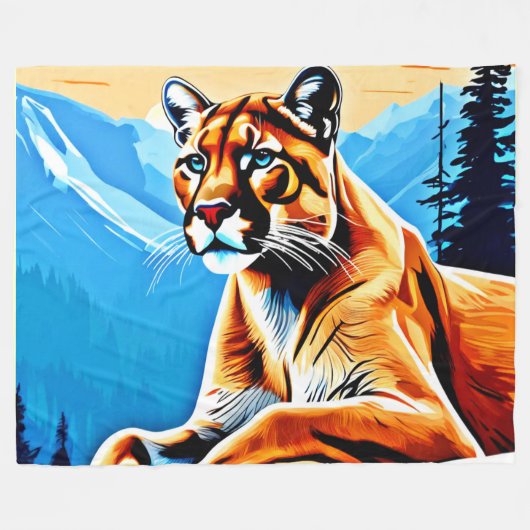 アルパインクーガービューデザイン フリースブランケット (正面(横))