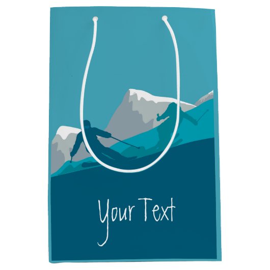 アルパインスキーパーソナライズされた ミディアムペーパーバッグ (正面)