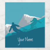 アルパインスキーパーソナライズされた ワインラベル (シングルラベル)