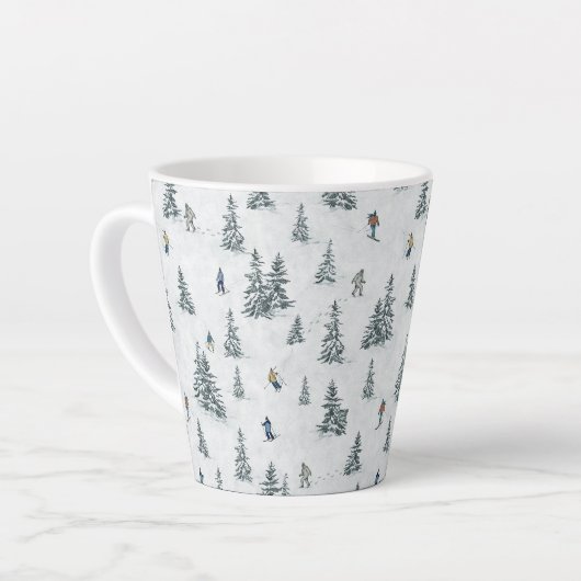 アルパインスキーヤーと隠されたイェティス – ダウンヒルスキー カフェラテマグ (左アングル)