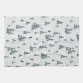 アルパインスキーヤーと隠されたイェティス – ダウンヒルスキー キッチンタオル (横)