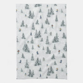 アルパインスキーヤーと隠されたイェティス – ダウンヒルスキー キッチンタオル (縦)