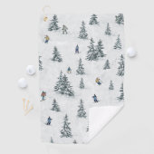 アルパインスキーヤーと隠されたイェティス – ダウンヒルスキー ゴルフタオル (インサイチュ)