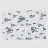 アルパインスキーヤーと隠されたイェティス – ダウンヒルスキー ゴルフタオル (横)